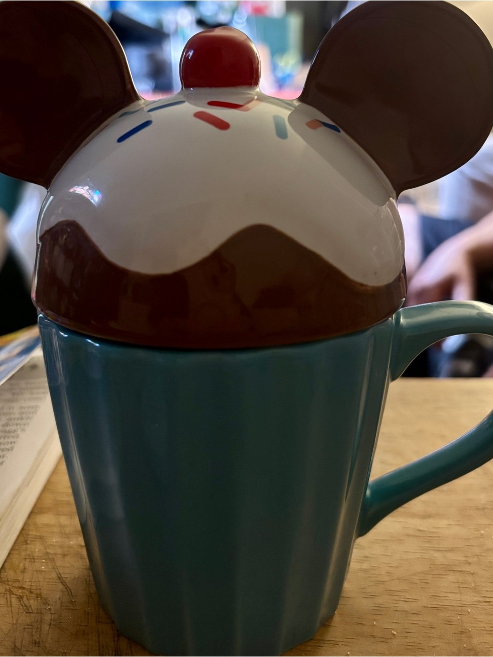 Disney Mickey Ice Cream Sundae Mug with Lid Chocolate Drip Mickey Ears